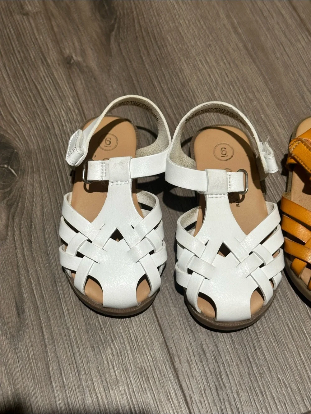 Bundle Cat & Jack Kids Woven Closed-Toe Sandals in White and Mustard